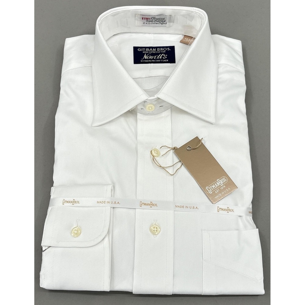 Gitman Bros Dress Shirt Mens 15.5 32/33 White Oxford Classic Fit Made USA NWT